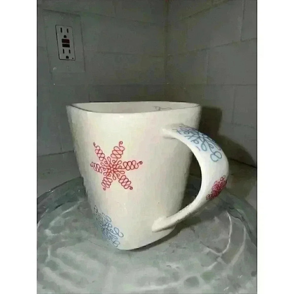 Starbucks 2005 Whimsical Holiday Square Coffee Mug Cup Snowflakes Stars 10 Oz - Picture 2 of 11